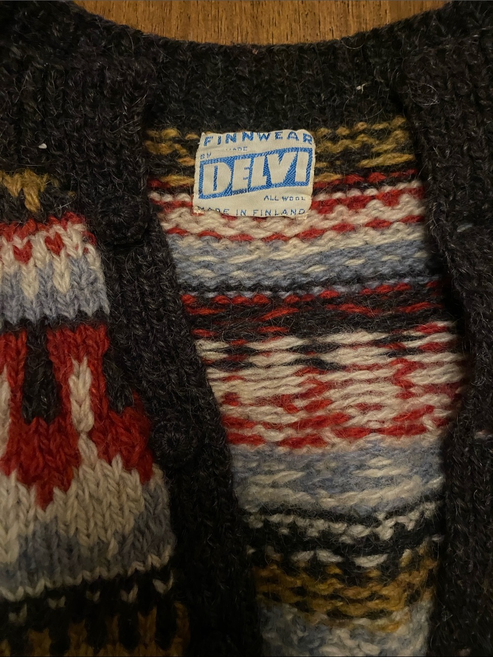 Vintage Delvi Finnwear Multicolor Wool Cardigan - no tag M/L 1970’s